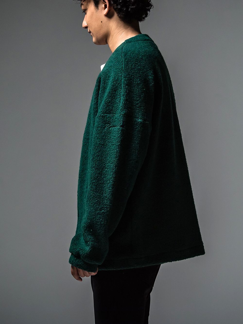 ANGOLA BOA PILE CARDIGAN  (グリーン)  アンゴラ ボアパイル カーディガン
