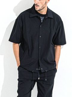 NYLON HALF COACH JACKET  ハーフスリーブ コーチジャケット  (ブラック)