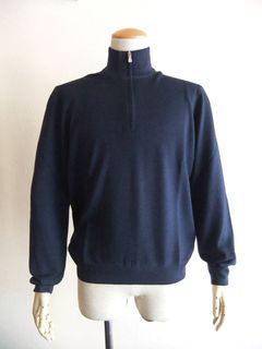 ウール ガーメントダイ ハーフ ZIP ニット