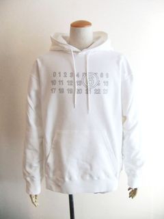 《MM➅》 Maison Margiela  (ホワイト)  ロゴ プルオーバー パーカー