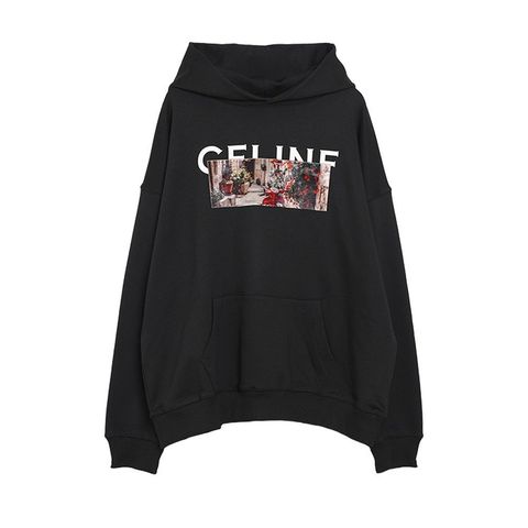 【MICALLE MICALLE Account】 HOMMAGE  CE PAINT HOODIE (ブラック)   ロゴ フーディ  MAG10TDC
