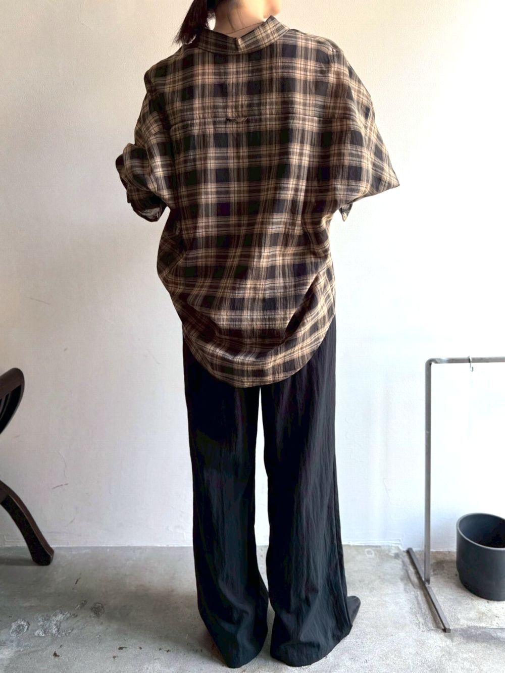 Washer Voile Check Shirt  ウォッシャブル ボイル チェック シャツ   535926