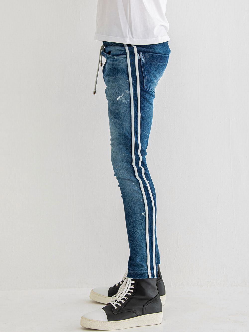 EX DENIM JERSEY BLINDLINE PT  デニム ジャージー  ライン パンツ
