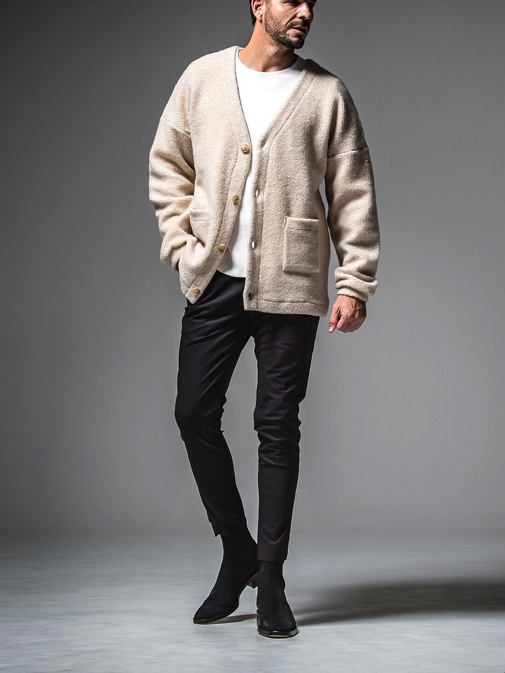 ANGOLA BOA PILE CARDIGAN  (ベージュ)  アンゴラ ボアパイル カーディガン