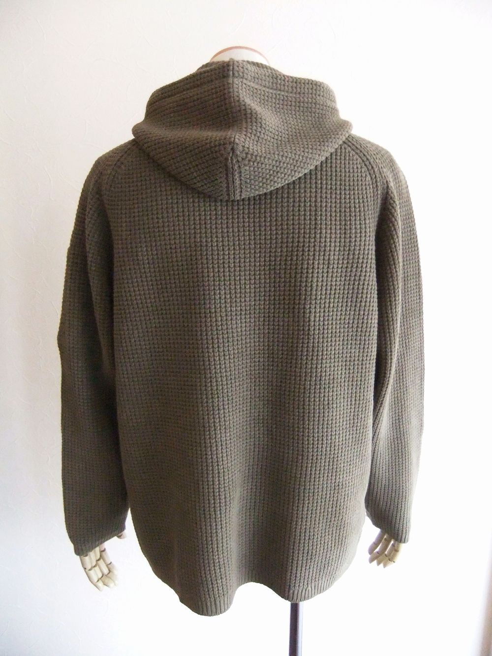 COTTON CHENILLE HOODED WAFFLE KNIT    (ブラウン)  ワッフルニット フーディ