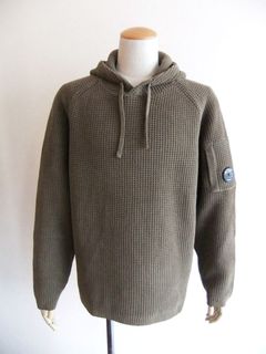 COTTON CHENILLE HOODED WAFFLE KNIT    (ブラウン)  ワッフルニット フーディ