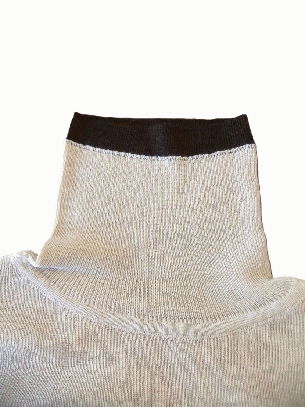 BI COLOR HIGH NECK PULLOVER  配色 ハイネック ガーゼ ニット PO    （ベージュ）  635956