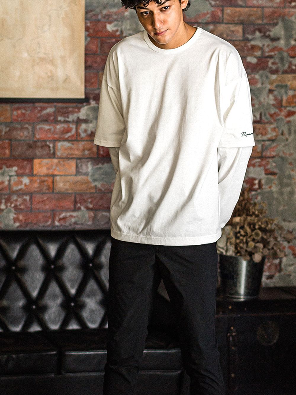 fake layered longsleave   フェイクレイヤード ロングスリーブ Tシャツ (ホワイト)   RC31-T-005