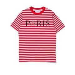 【MICALLE MICALLE Account】 PARIS PEARL BORDER T-SHIRT  (レッド×ホワイト)  パール付き ボーダー T-SHIRT   MAA104TEA