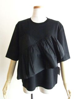 ハート切替え フリル付き 7分袖 Tシャツ   MM2198