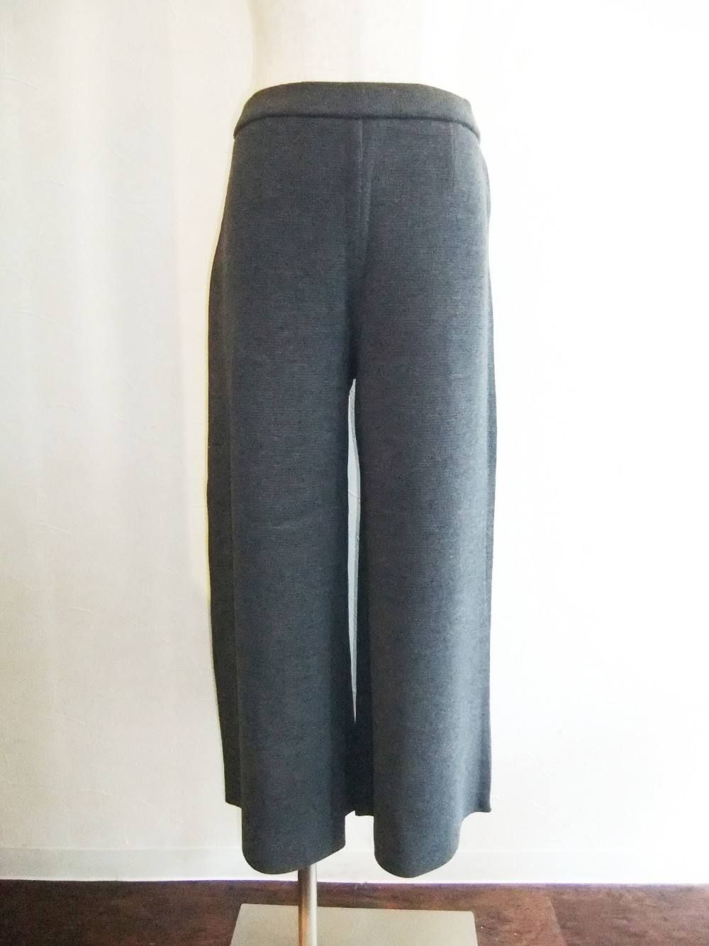 リボンベルト付きニットワイドパンツ