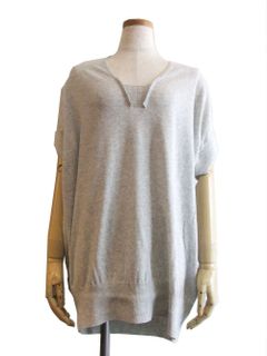 BLANC basque (ブランバスク) V ネック ニットTシャツ (BK)