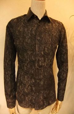 SERGENT PEPPER レーヨンジャガード+シープレザーシャツ 1346-01(Grey)