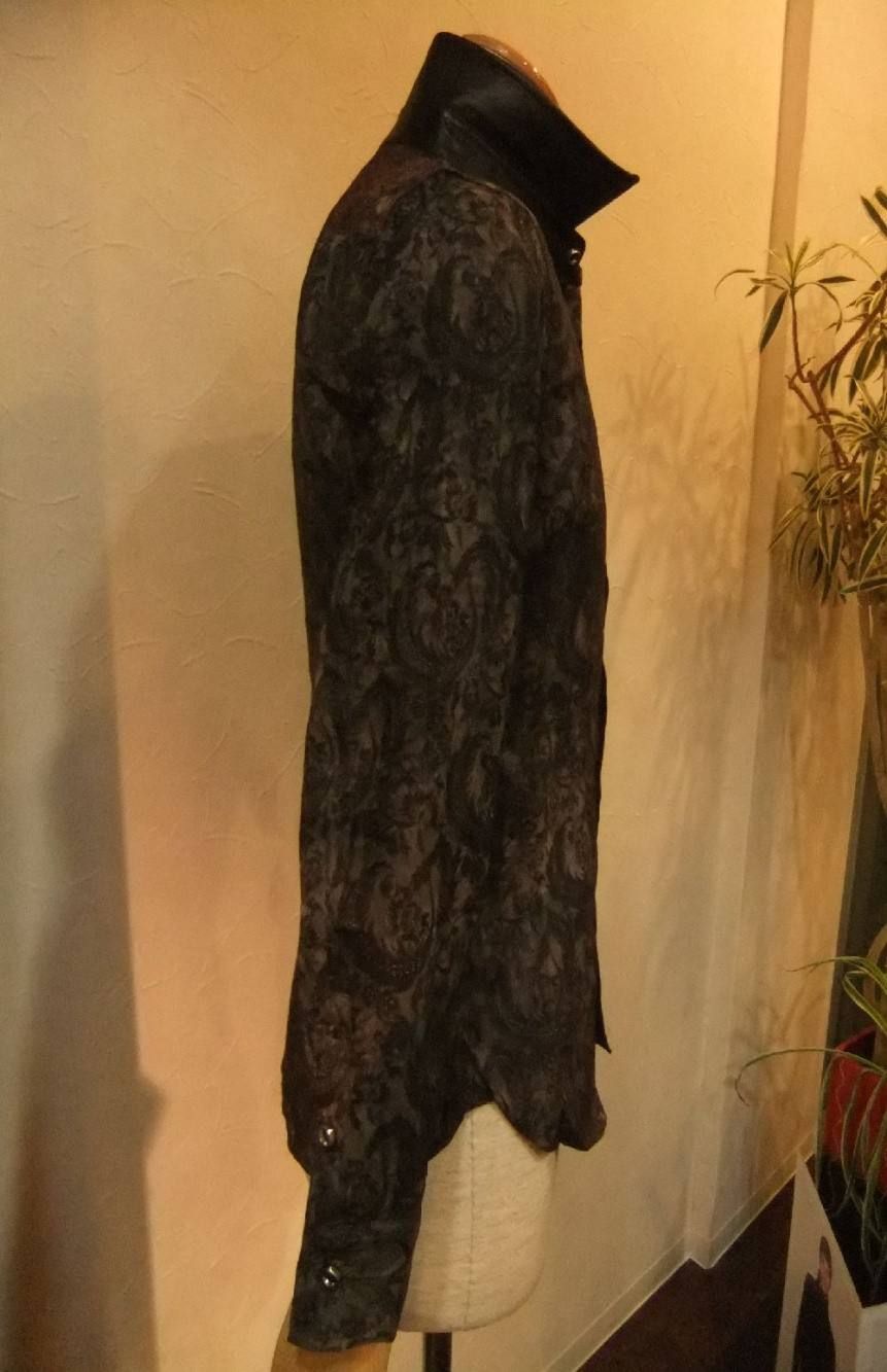 SERGENT PEPPER レーヨンジャガード+シープレザーシャツ 1346-01(Grey)