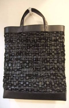 イタリーメッシュ+ステアレザートートバッグ1189-01(Black)