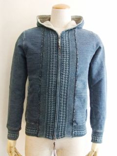INDIGO ZIP UP HOODIE PARKA