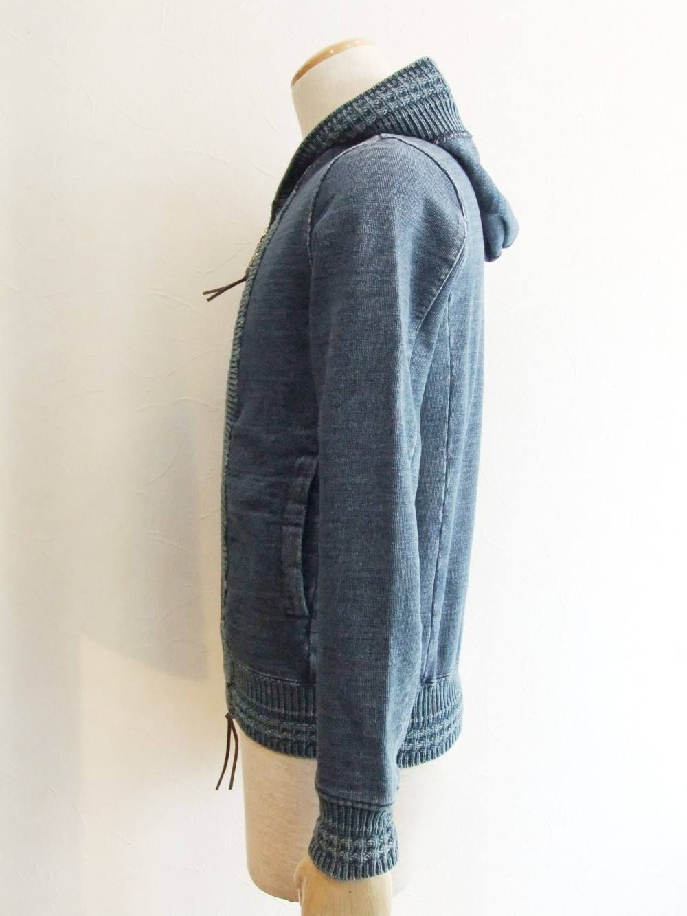 INDIGO ZIP UP HOODIE PARKA