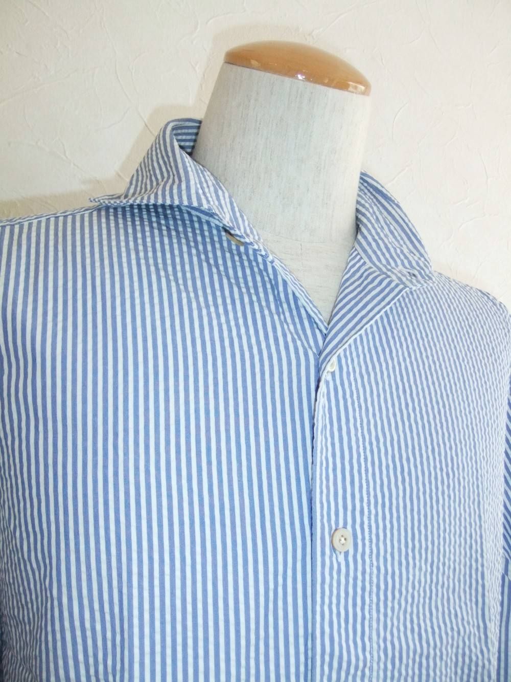 Finamore - SERGIO COTTON WIDE COLLAR SHIRT カッタウェイ