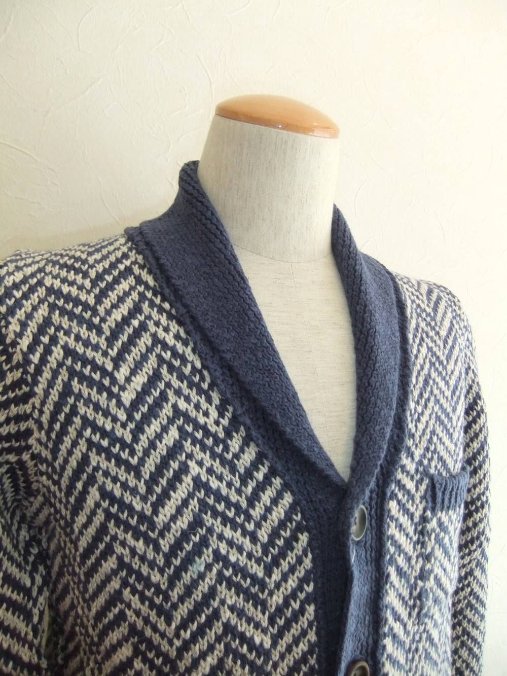 ミドルゲージヘリンボーンショールカラーCARDIGAN