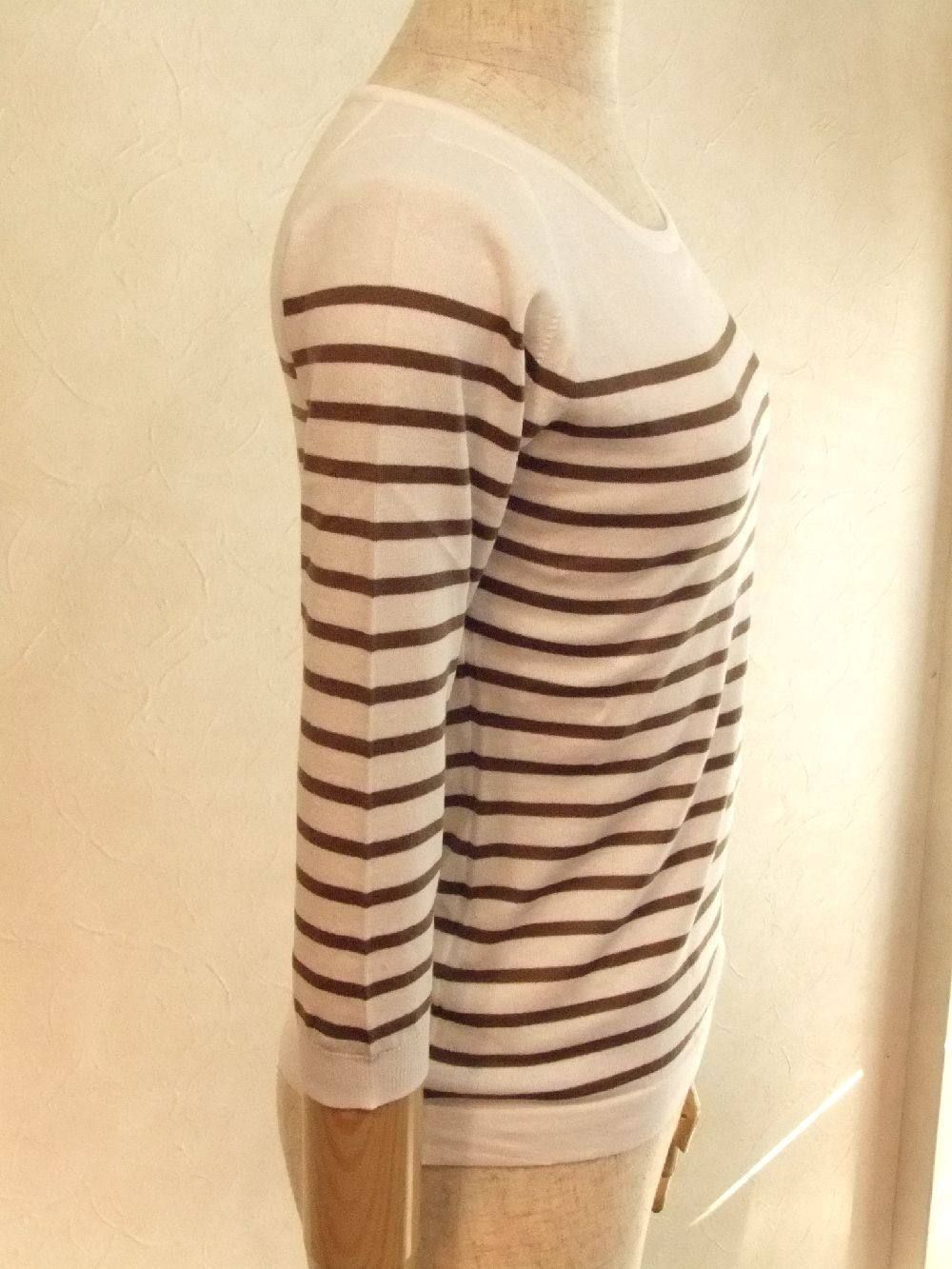 STRIPED SWEATER  3/4 SLV (WH×MC)