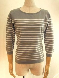STRIPED SWEATER  3/4 SLV (PWT×WH)