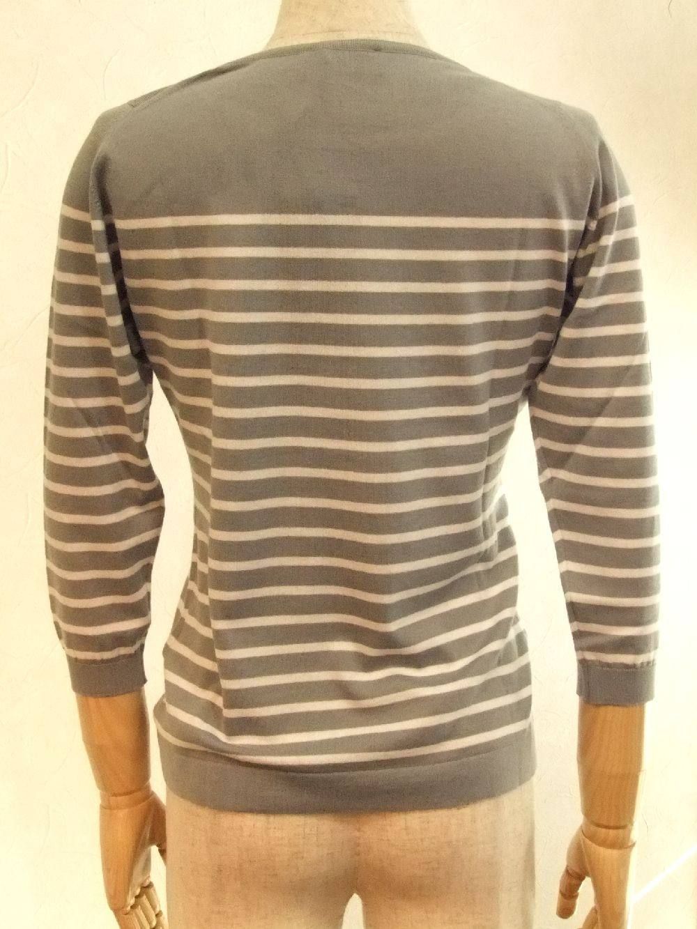 STRIPED SWEATER  3/4 SLV (PWT×WH)