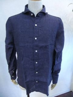 リネンシャツ (NAVY) Sergio Polso  (春夏)
