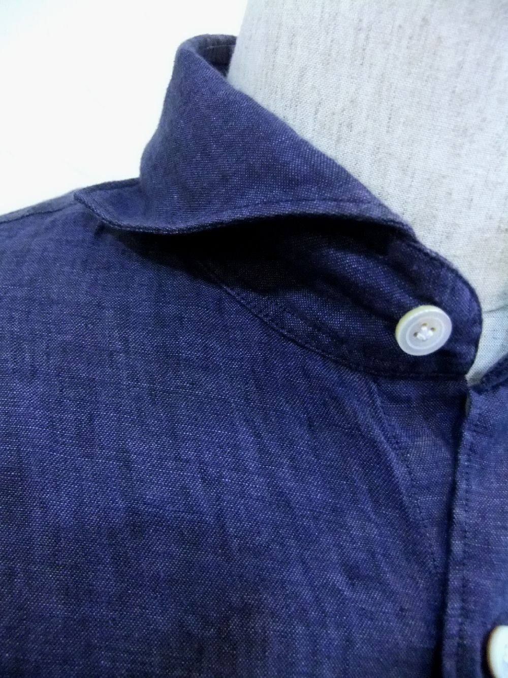 リネンシャツ (NAVY) Sergio Polso  (春夏)