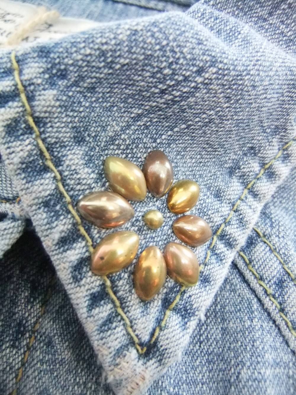 デニムウェスタンナチュラル加工シャツ(花)