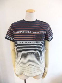 REMI RELIEF (レミレリーフ) インディゴ ボーダー JQネイティブ スタイル Tシャツ