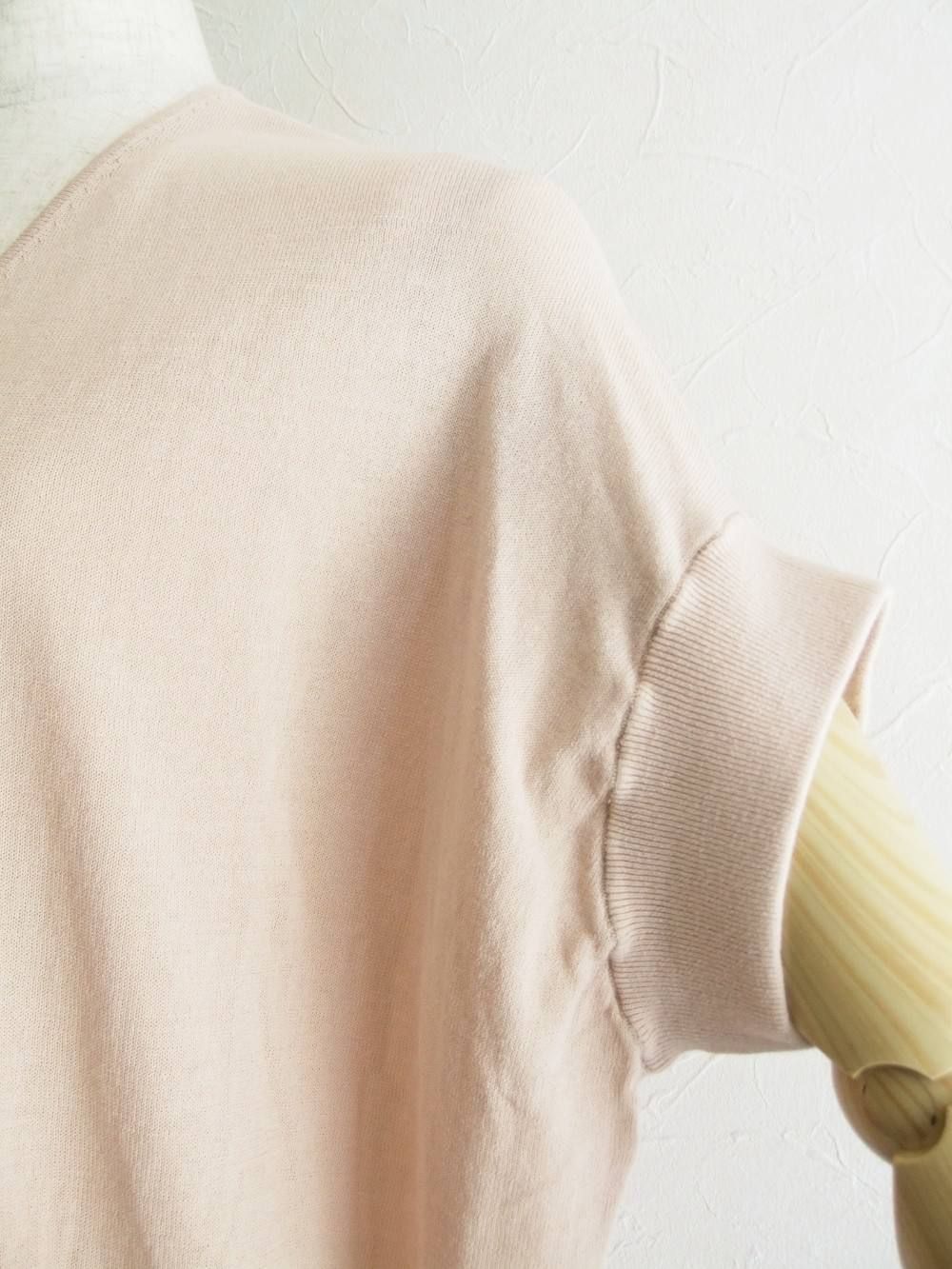 BLANC basque (ブランバスク) V ネック ニットTシャツ (BE)