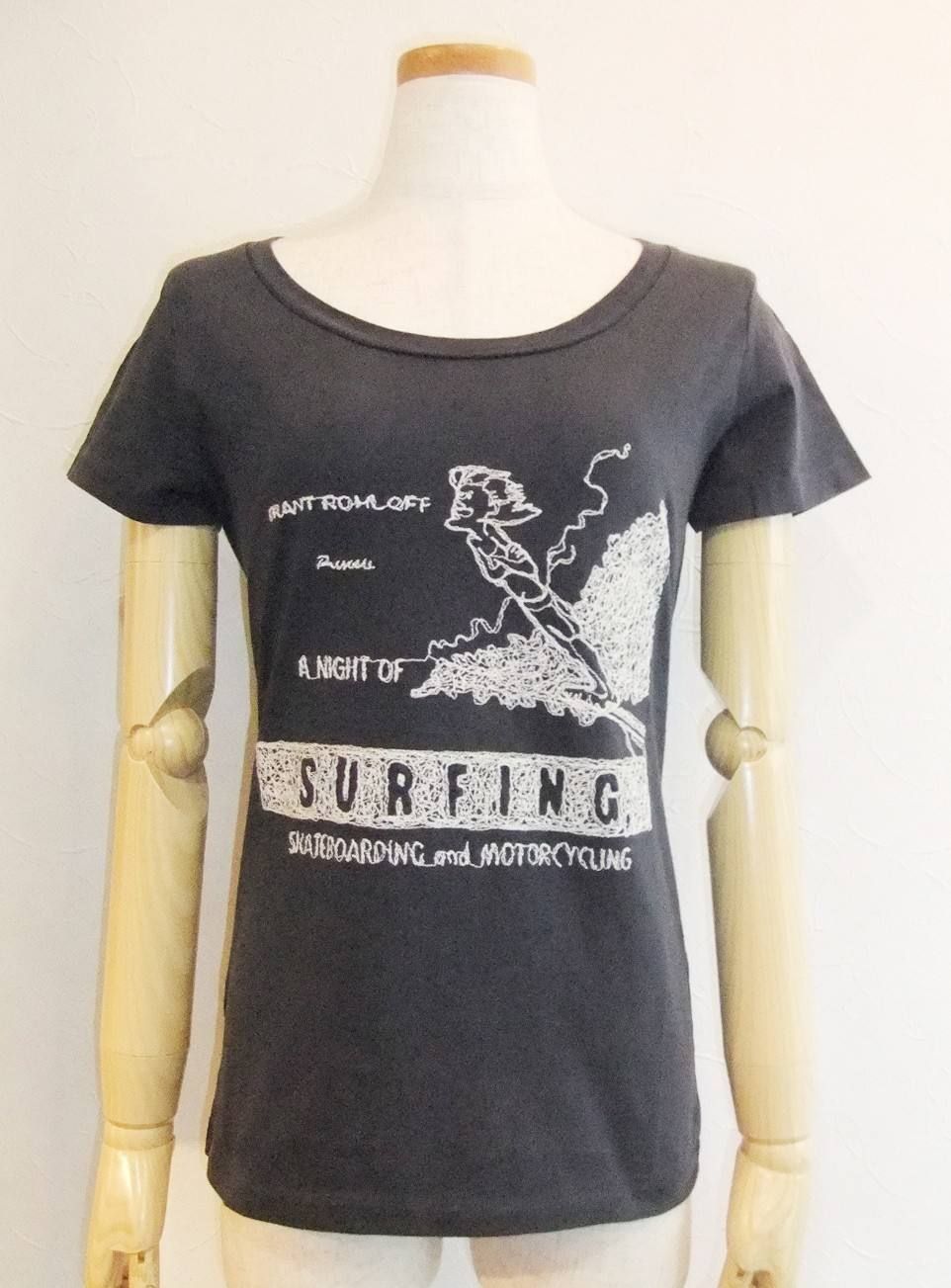 ロングウォッシュ加工T (刺繍SURFING)