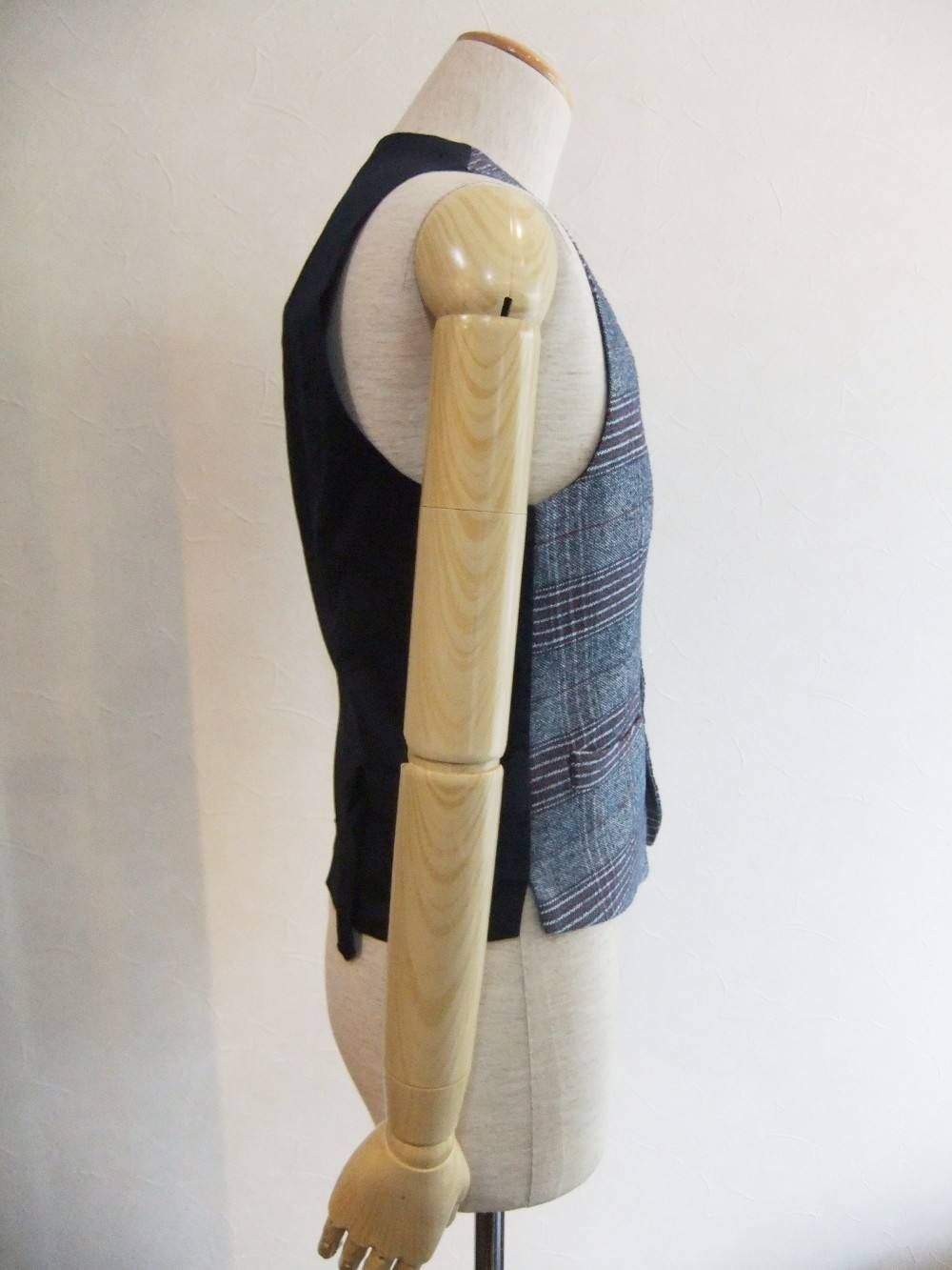 COTTON × LINEN CHECK GILET 77003-R44553/3