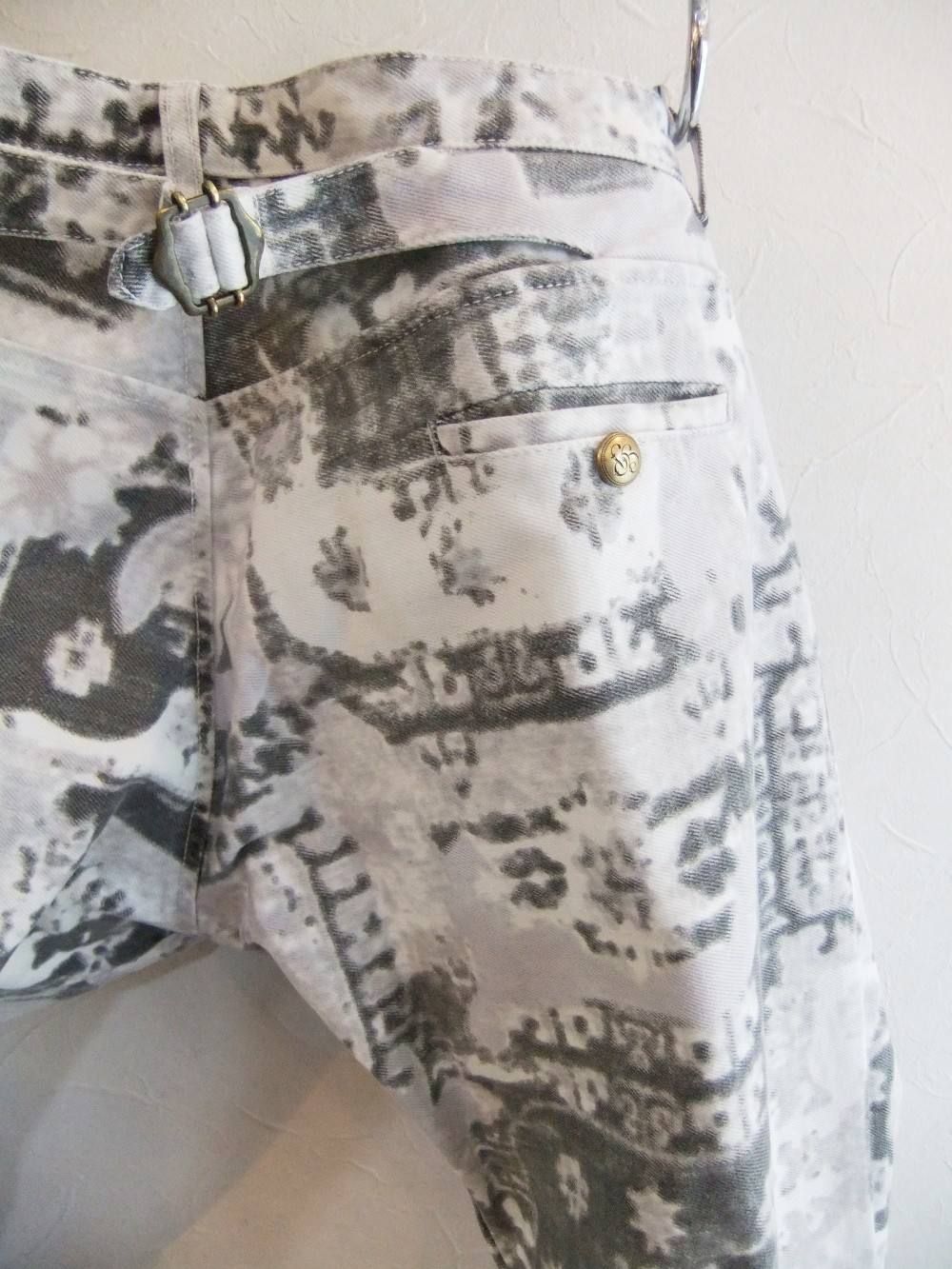PHOTO PRINT WASHED COTTON DENIM JEANS