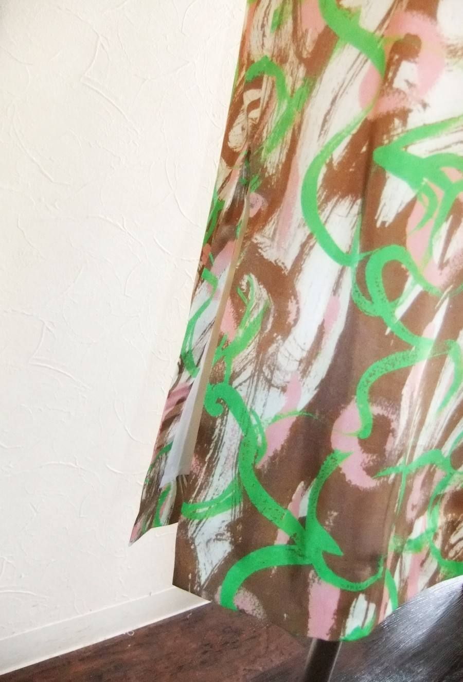 ART PATTERN PRINT SKIRT WITH RIBBON