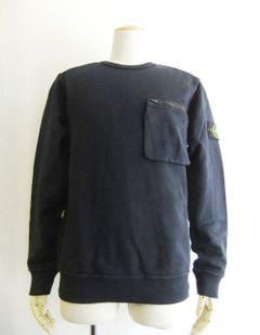 STONE ISLAND (ストーン アイランド) ポケットジップ クルーネック スウェット