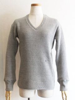 3DOTS TURQUOISE (スリードッツ ターコイズ) ワッフル V ネック プルオーバー (GY)