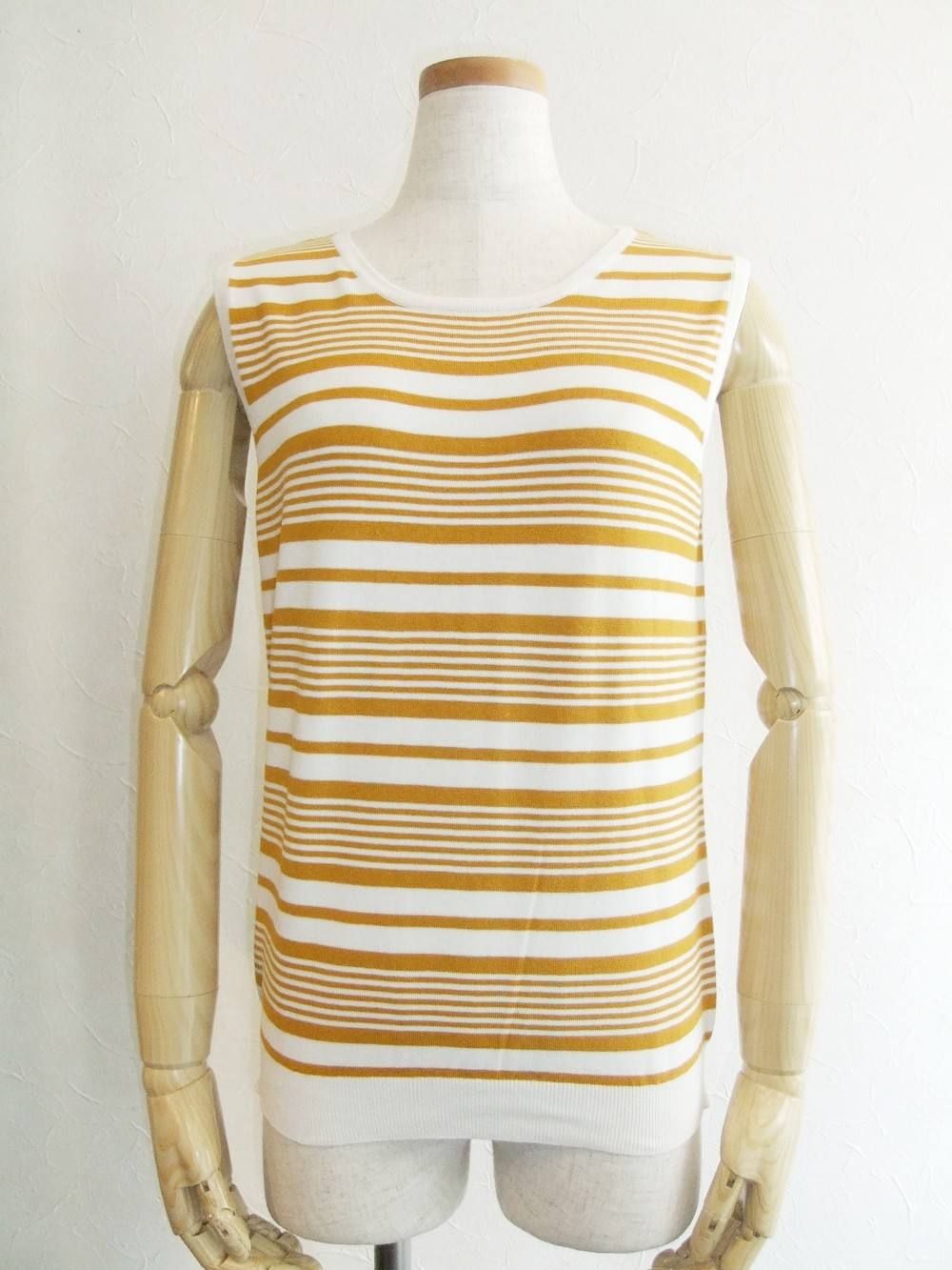MULTI BORDER PATTERN NO SLEEVE KNIT PULLOVER(ニット タンクトップ)