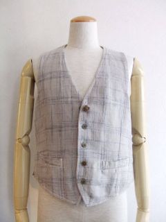 LINEN/COTTON CHECK VEST