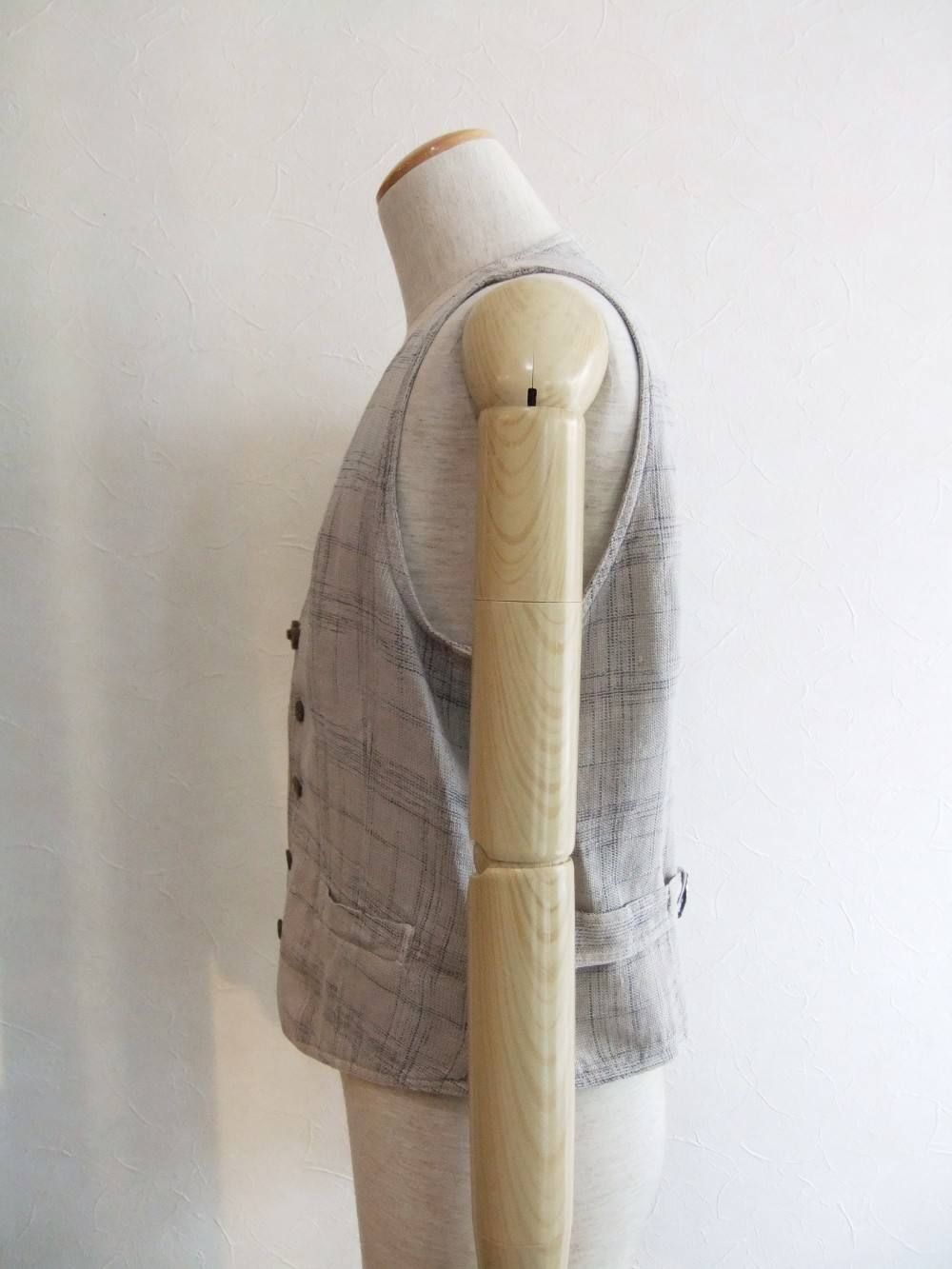 LINEN/COTTON CHECK VEST