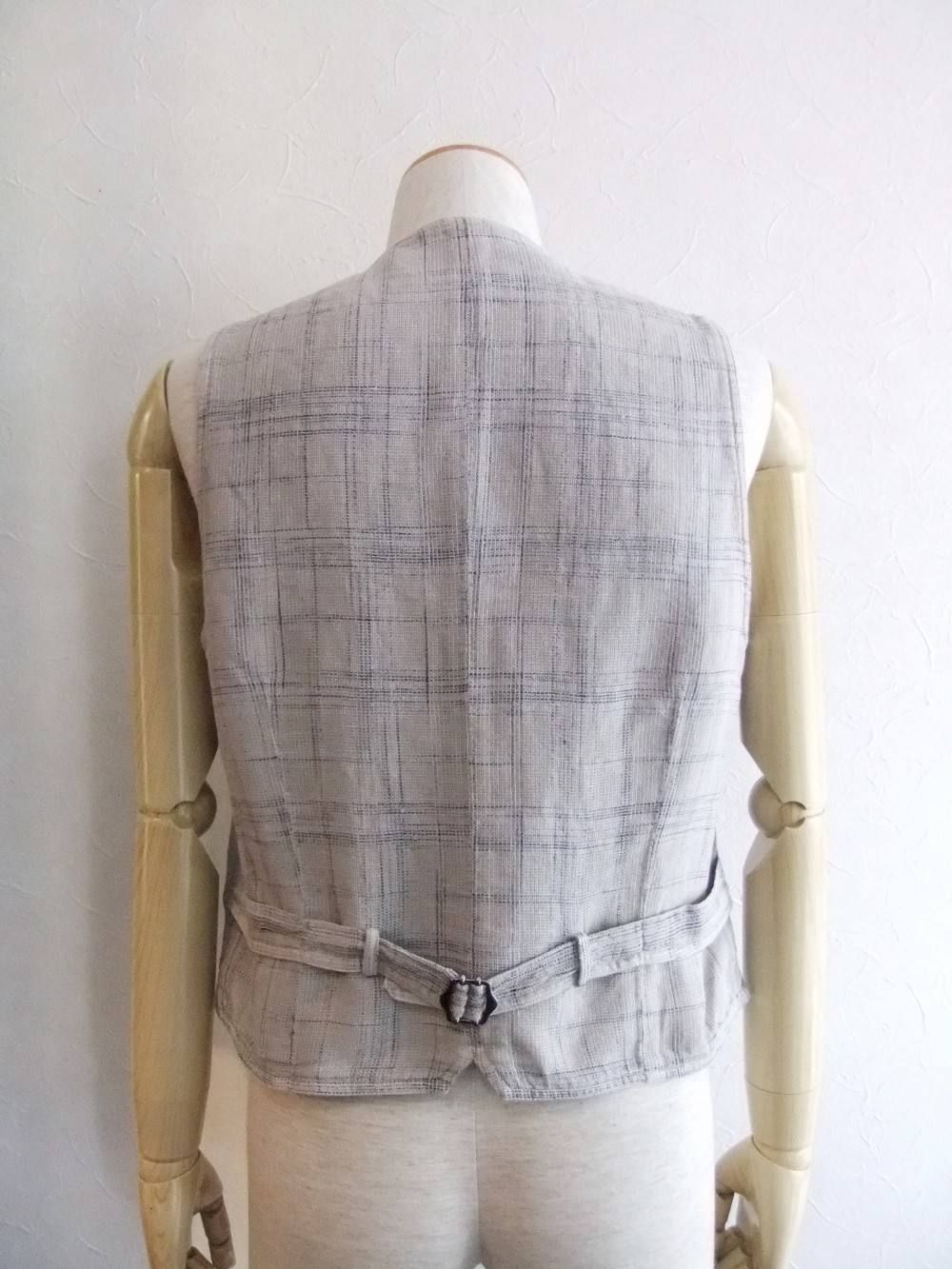 LINEN/COTTON CHECK VEST