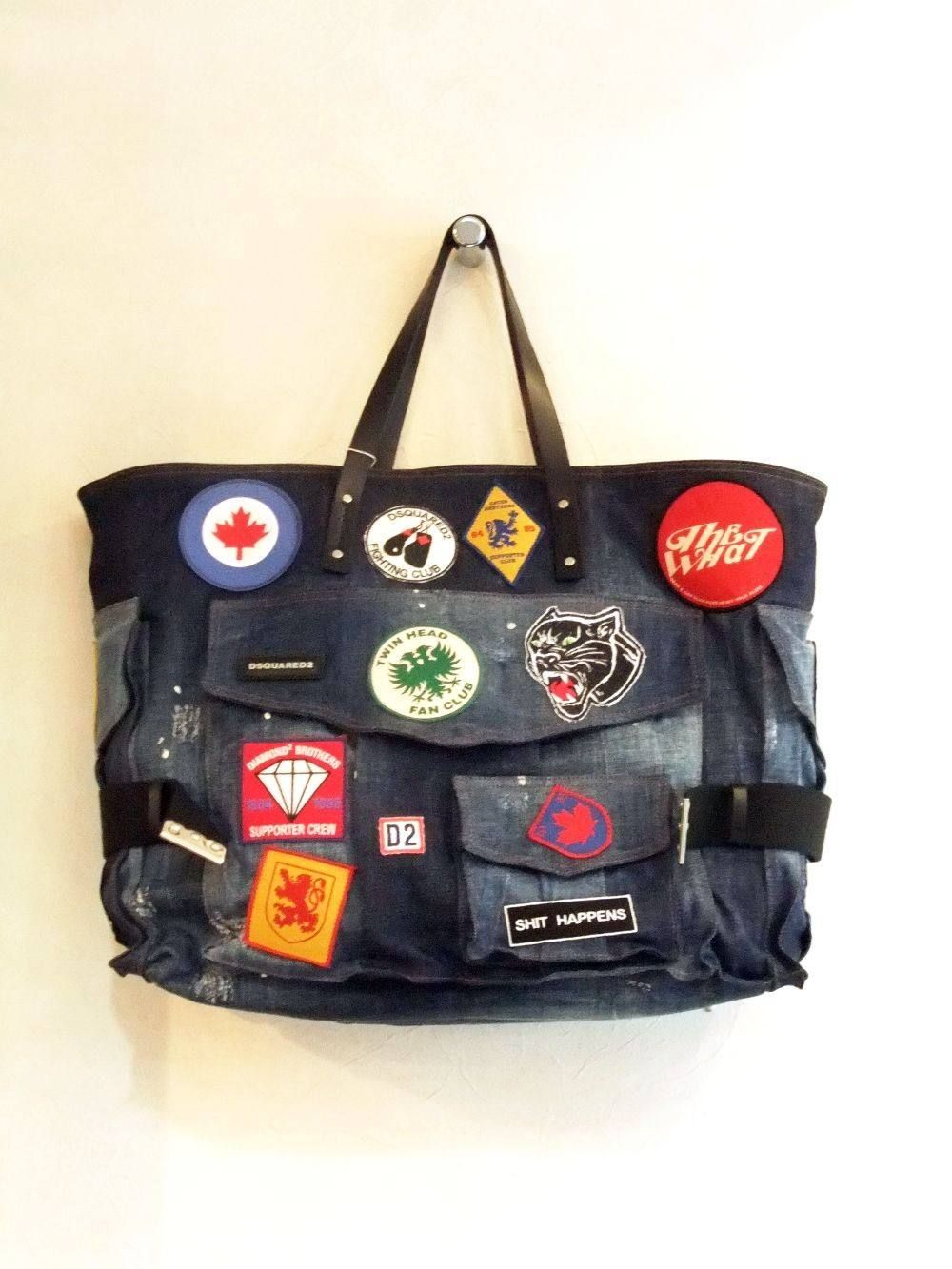 DSQUARED2 (ディースクエアード)PATCH EMBROIDERED DENIM HOLDALL BAG