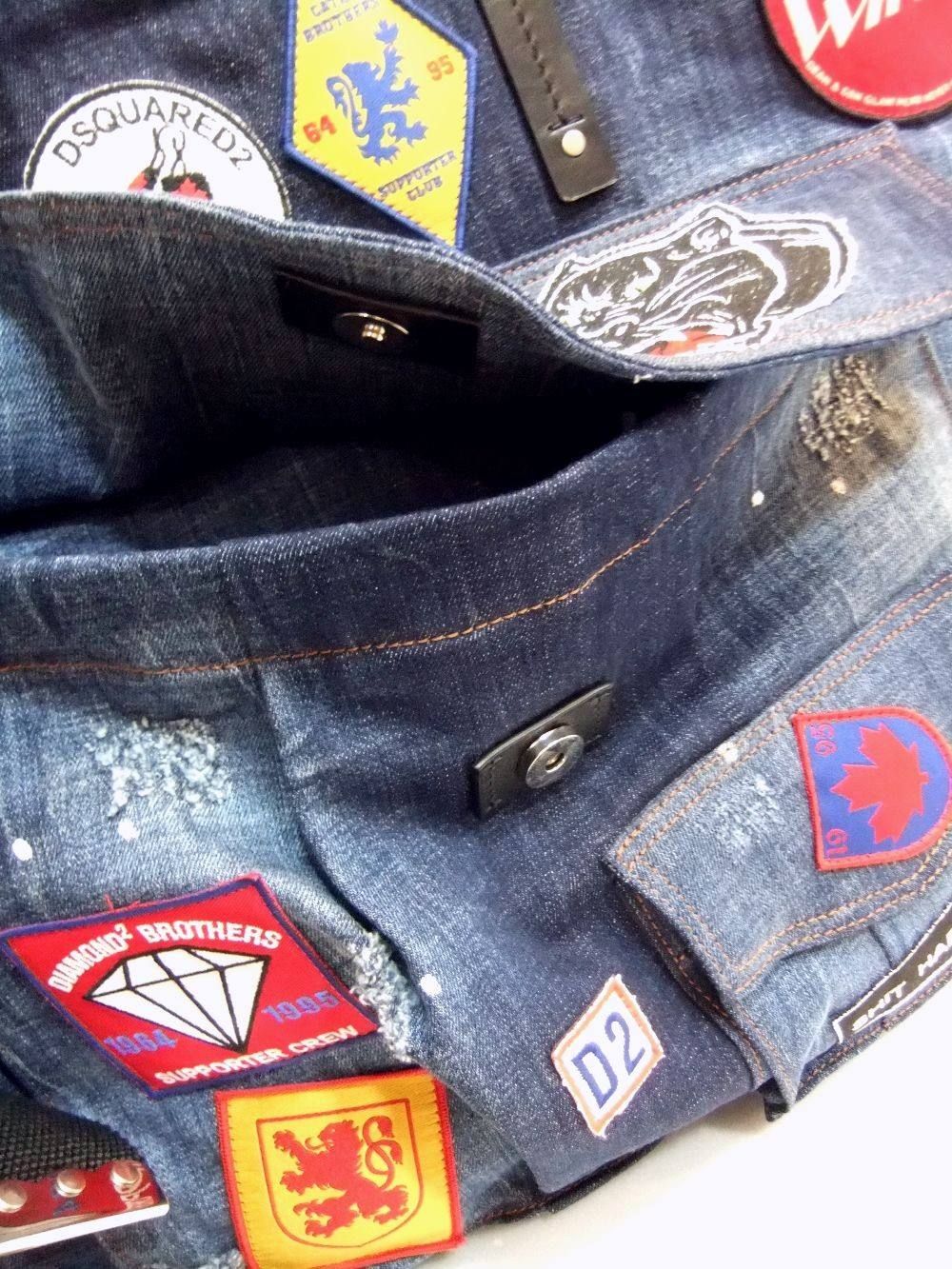 DSQUARED2 (ディースクエアード)PATCH EMBROIDERED DENIM HOLDALL BAG