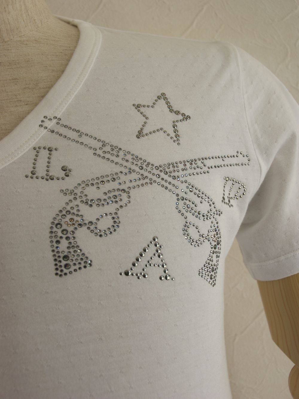 ☆&LAP&PISTOL SWARO CRYSTAL V NECK T-SHIRT