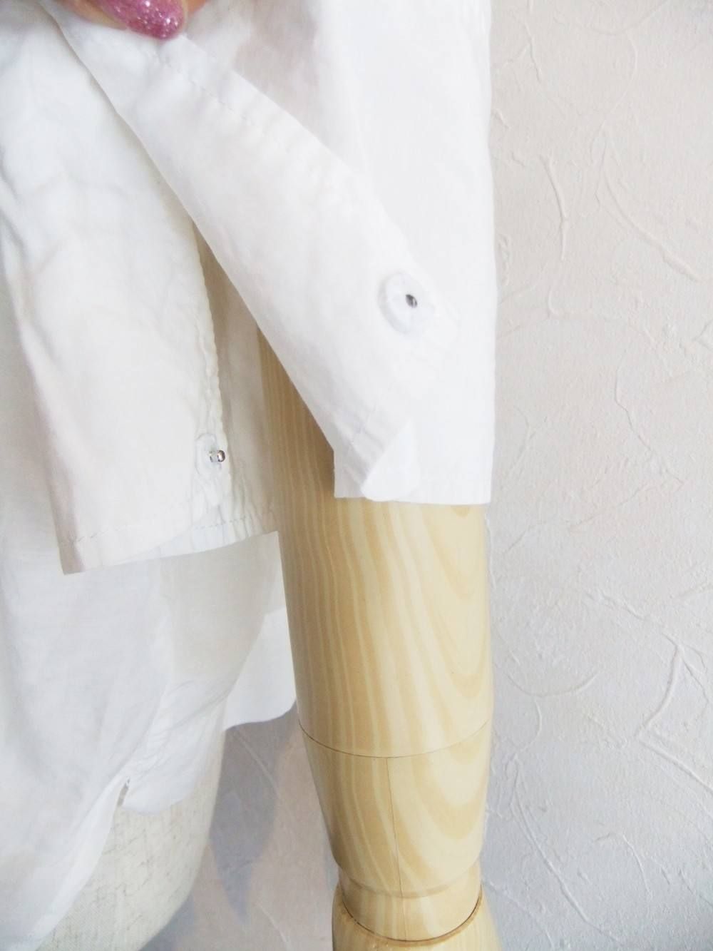 BLANC basque (ブランバスク) シルク混 レース切り替え シャツ
