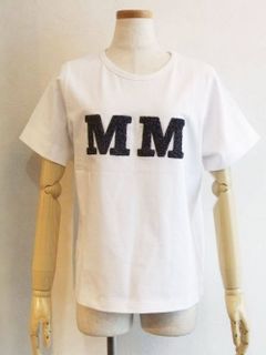 BLANC basque (ブランバスク) ラメ ハンドル刺繍 ロゴ Tシャツ
