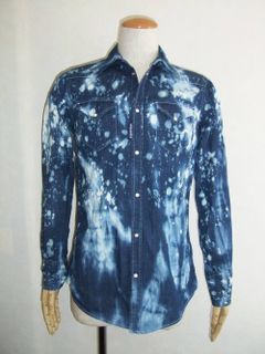 INDIGO ACID WASH WESTERN SHIRT  S71DL0854