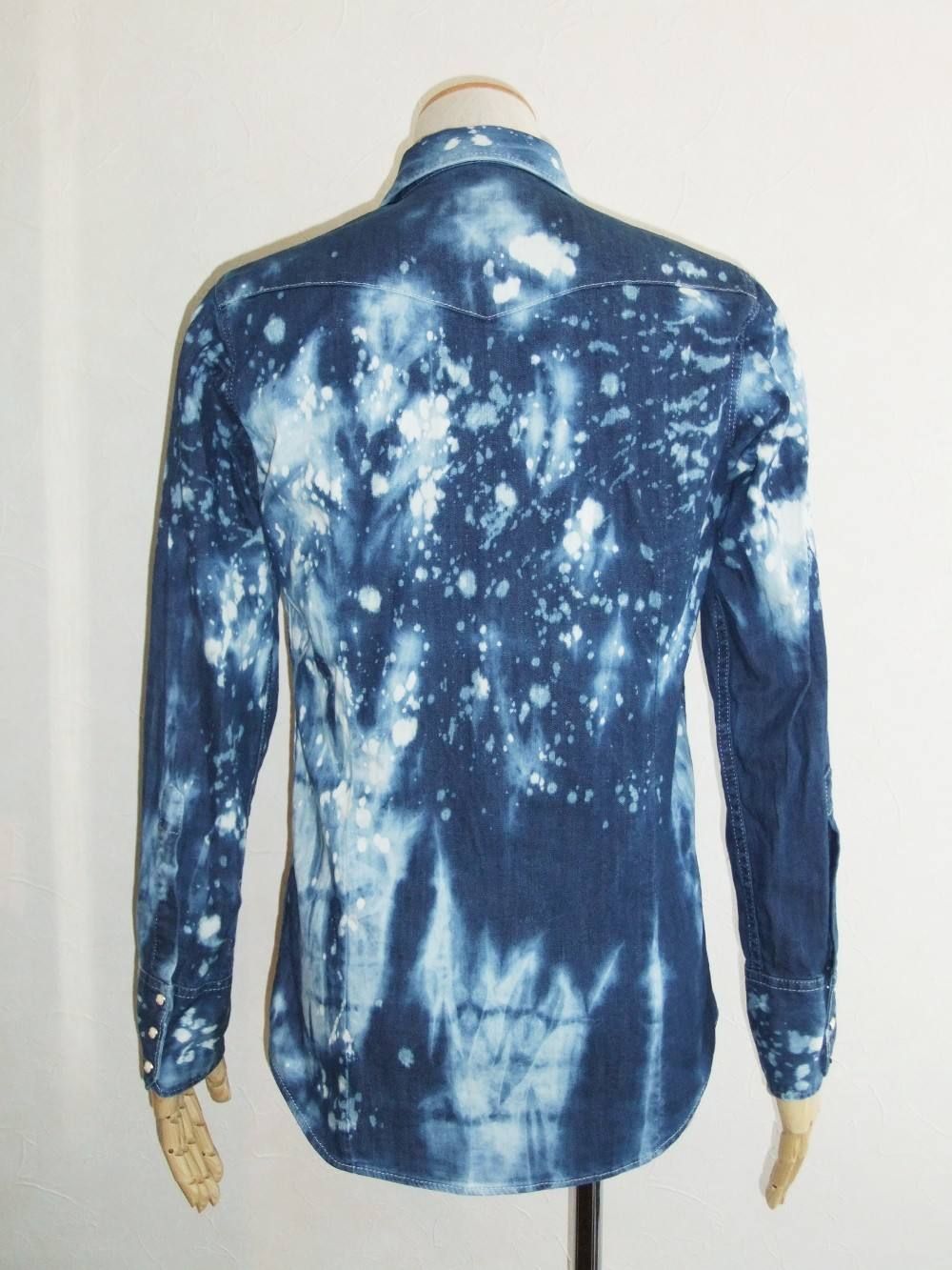 INDIGO ACID WASH WESTERN SHIRT  S71DL0854