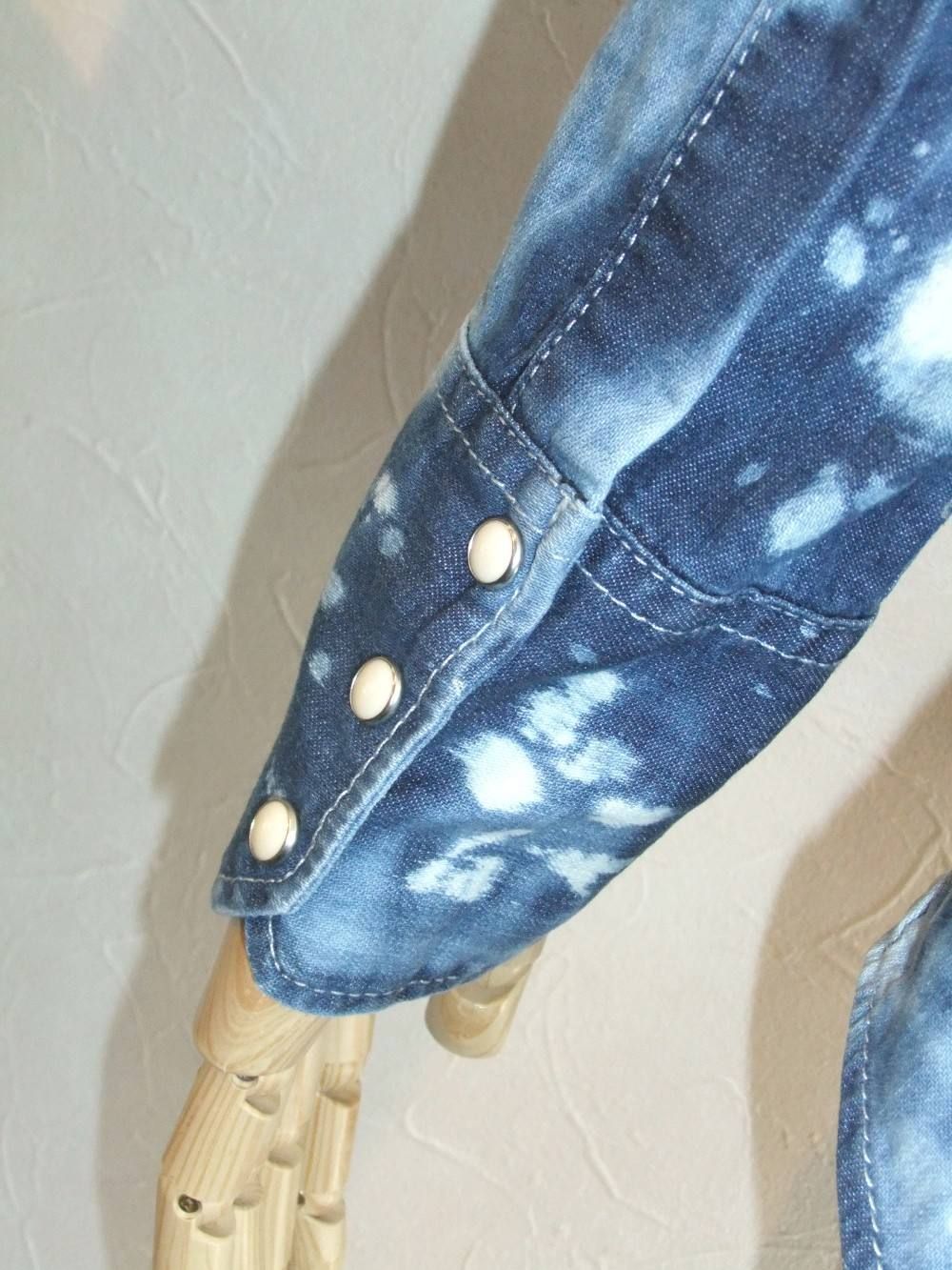 INDIGO ACID WASH WESTERN SHIRT  S71DL0854