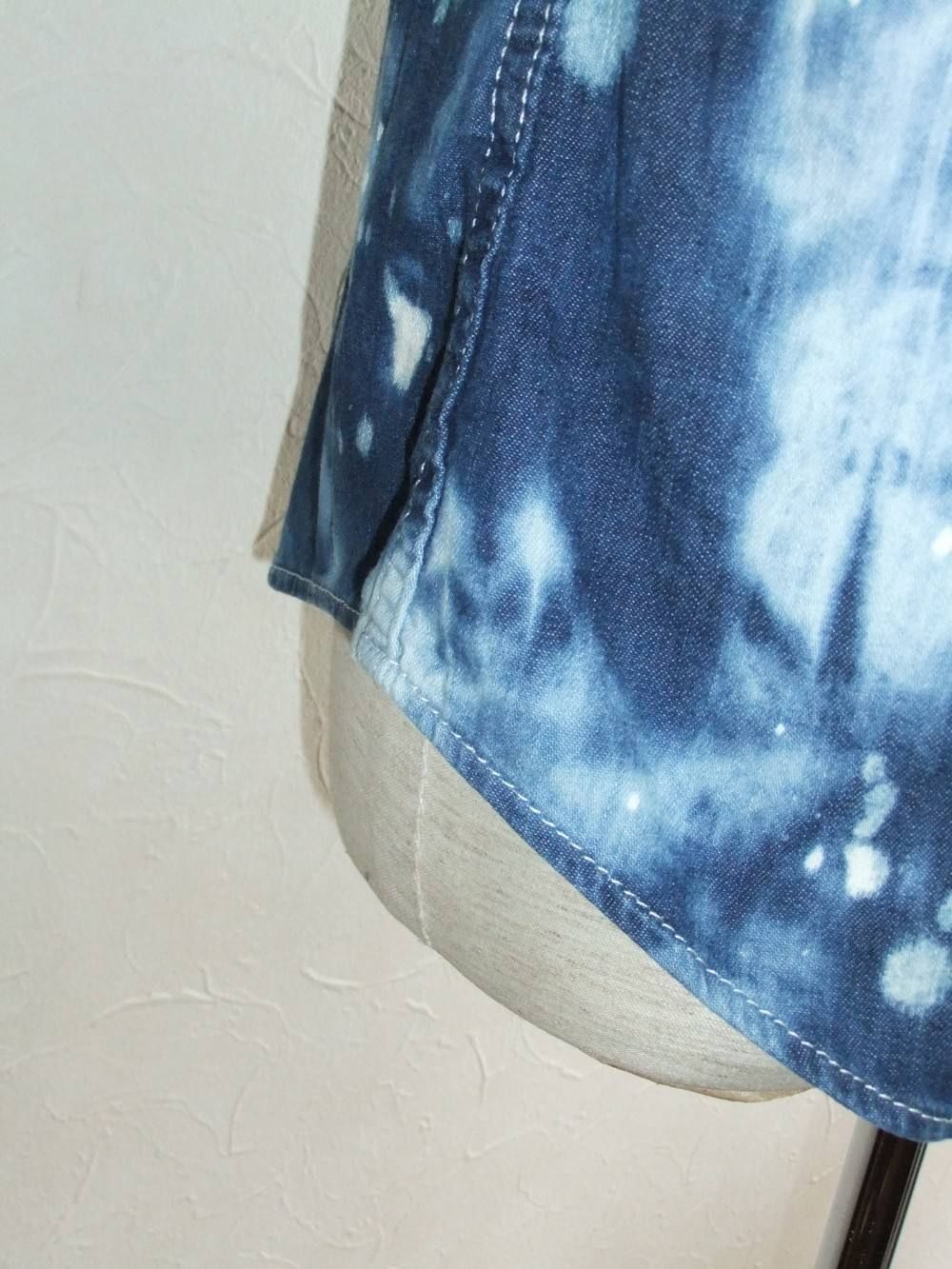 INDIGO ACID WASH WESTERN SHIRT  S71DL0854